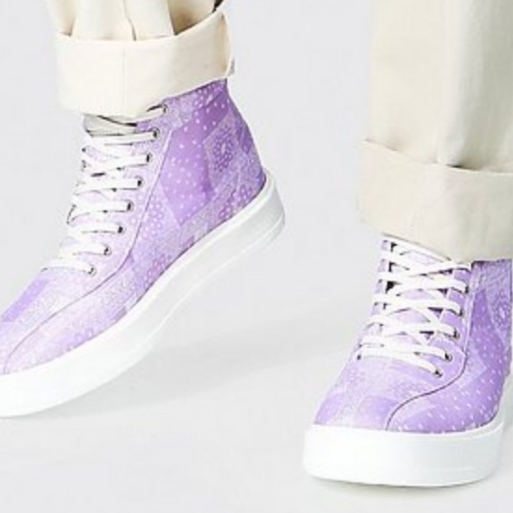 Bandana Branded Canvas High Tops - Lilac - Size 8us / 41uk